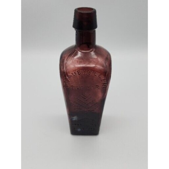 Vtg Straub Hullers Elixir Tree of Life Health Purple Amethyst Glass 8" Bottle - Picture 11 of 12